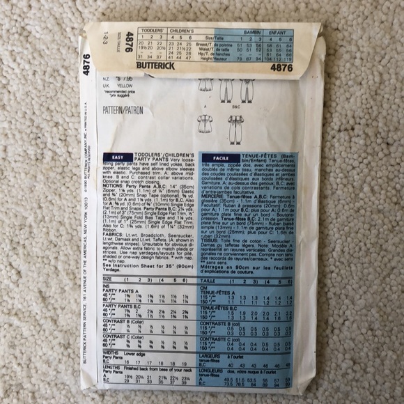 1990 new  vintage Butterick toddler Party Pants sewing pattern - Picture 2 of 16